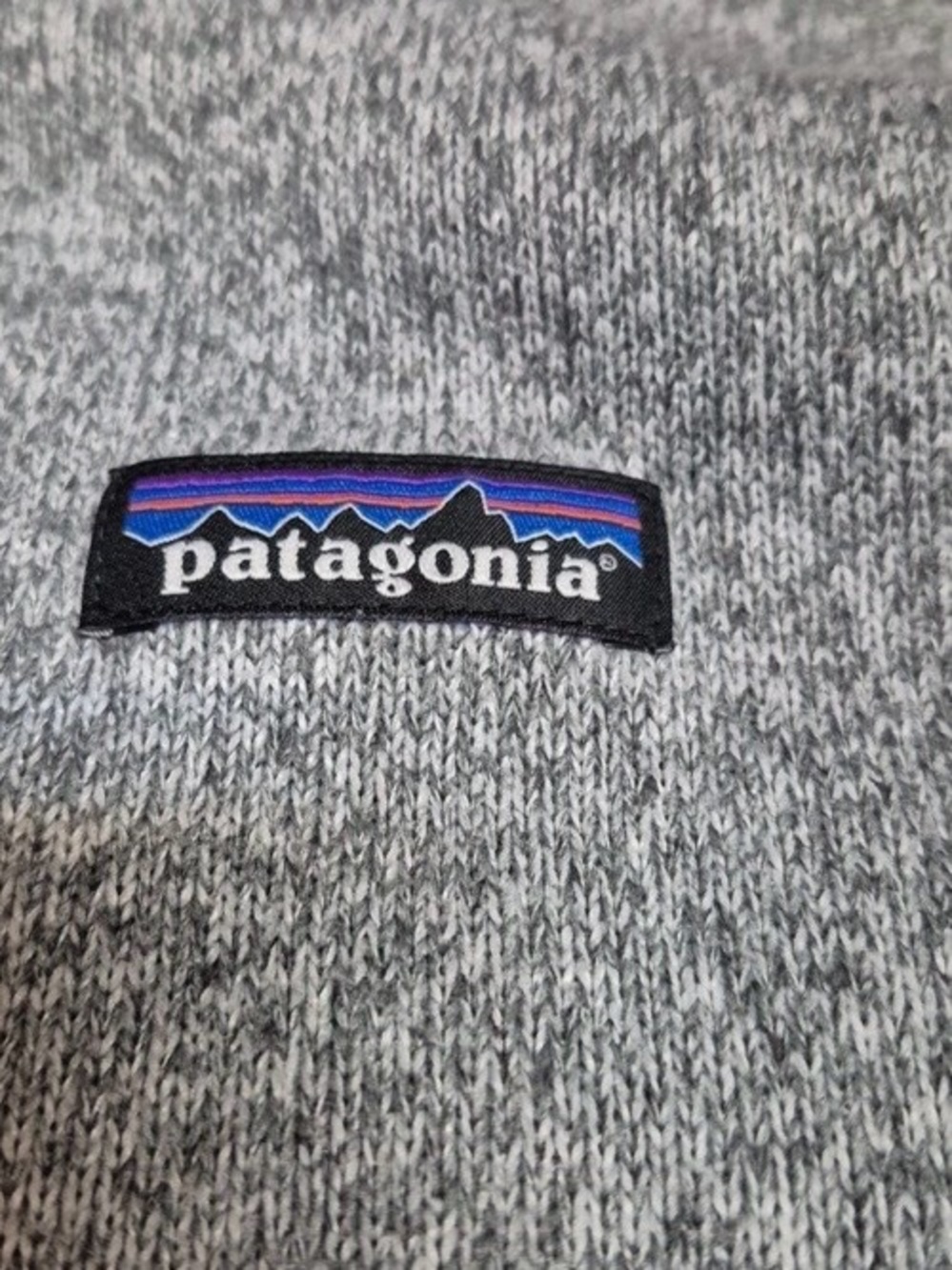 Patagonia this is a size S Gray Crewneck Sweater with Multicolor Logo Patagonia